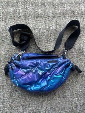 Ganni Iridescent Purple-Blue Crossbody Belt Bag